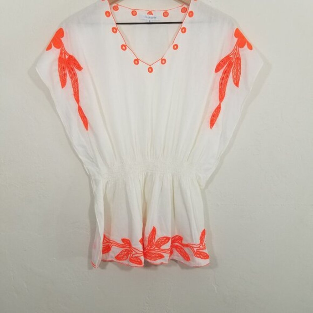 OndadeMar Swim Cover Up Embroidered Cotton Top Size S